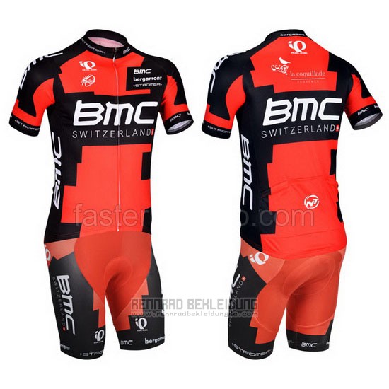 2014 Fahrradbekleidung BMC Rot und Shwarz Trikot Kurzarm und Tragerhose